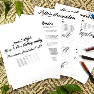 This worksheet includes everything you need to know to learn brush pen calligraphy, including tutorial videos!