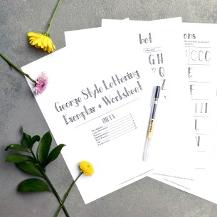 This thirteen page printable worksheet set will teach you how to create neat + visually impactful George Style lettering!