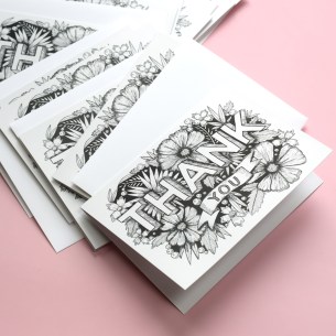 The cards are printed on hardy 160# stock. They have a luxurious, substantial feel.